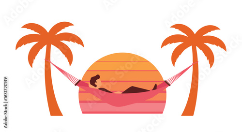 Person in a Hammock with a Sunset