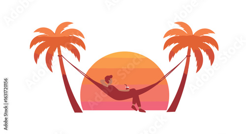 Man Relaxing in a Hammock on a Tropical Beach