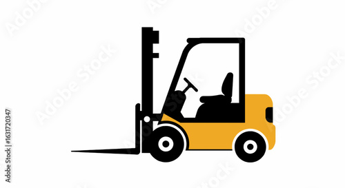 Electric Forklift Vehicle Icon Black White Vector