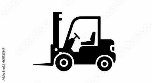 Electric Forklift Vehicle Icon Black White Vector
