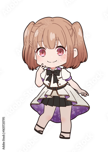 ハーフツインテールのアイドル衣装ミニキャラ
