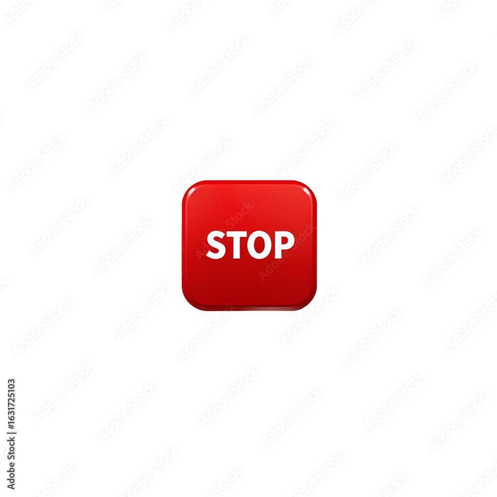 Red stop button icon on transparent background Red stop button icon on transparent background