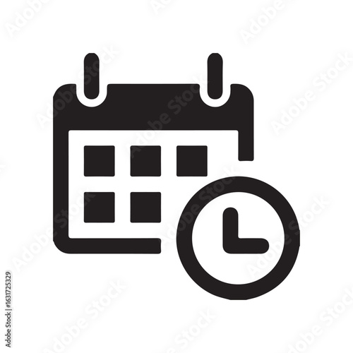 Calendar Icon – Schedule and Time Management Symbol with Clock