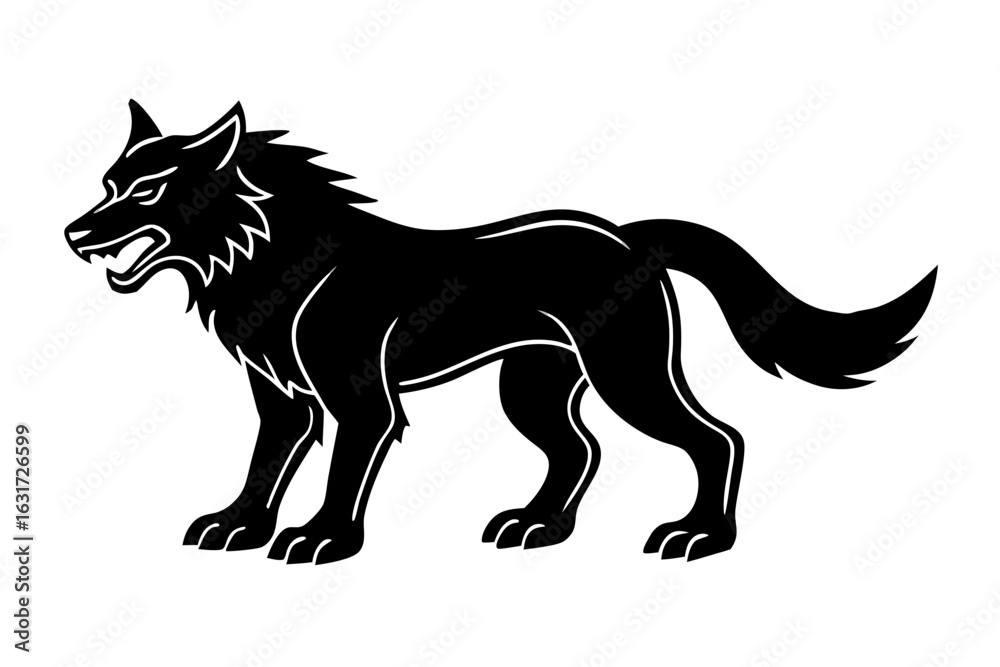 Fototapeta premium Werewolf vector silhouette illustration isolated on white background