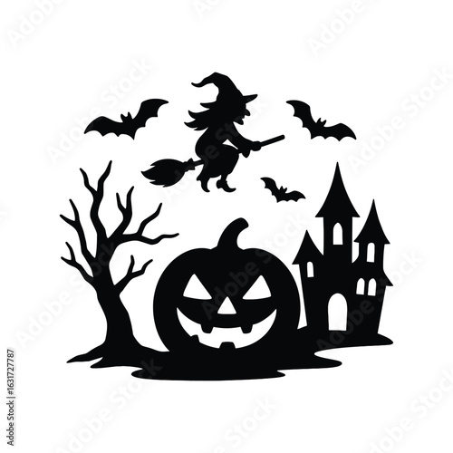 halloween pumpkin and house