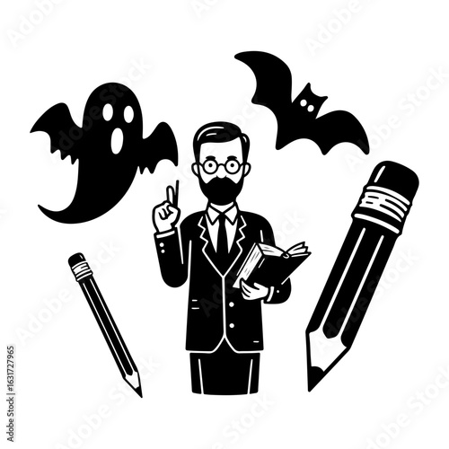halloween teacher icon vector