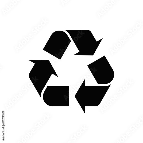 black recycle symbol, vector