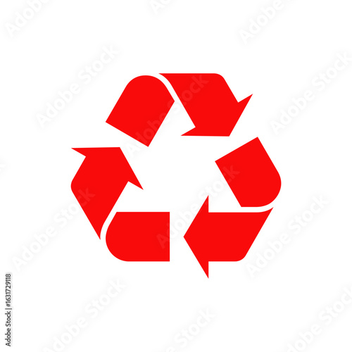 red recycle symbol, vector