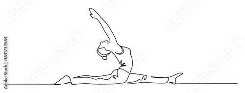 Continuous line art of a woman doing yoga. The concept of meditation exercise and training focus and breathing and mind.