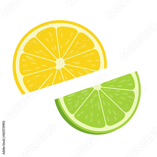Freshly sliced lemon and lime halves showcasing vibrant colors on a white background