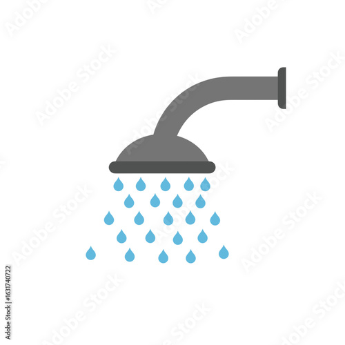 Modern showerhead with flowing water in a minimalist bathroom setting
