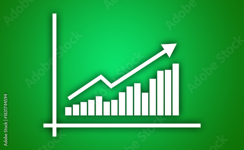 business graph showing uptrend  and profit with ascending green arrow