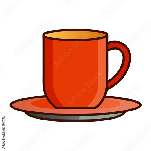 Mug on Saucer Vector - Generative AI Linocut Silhouette Design