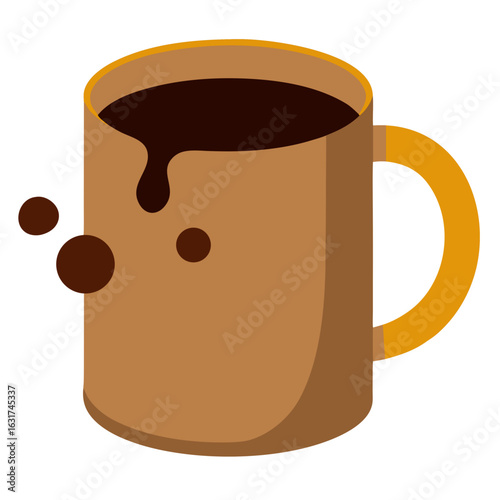 Mug with Coffee Stain Vector | Generative AI Linocut Silhouette Design