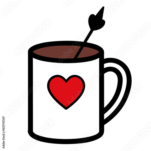 Mug with Cupid Arrow Through Heart – Generative AI Vector & Linocut Silhouette Design
