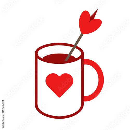 Mug with Cupid Arrow Through Heart – Generative AI Vector & Linocut Silhouette Design