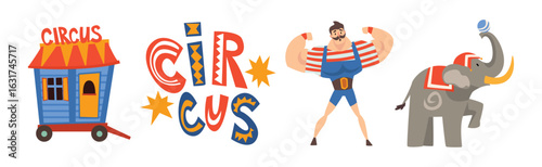 Circus Artist and Performer Showing Trick Vector Set