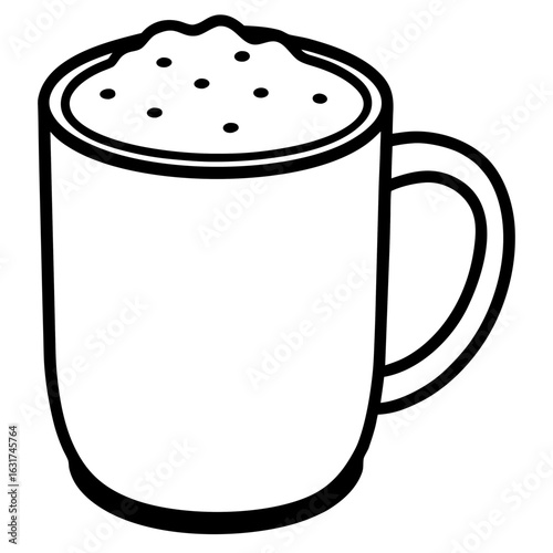 Mug with Frothy Coffee Vector | Generative AI Linocut Silhouette Design
