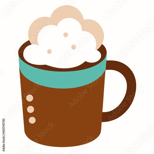 Mug with Frothy Coffee Vector | Generative AI Linocut Silhouette Design