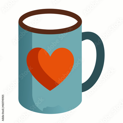 Mug with Heart Shaped Handle Vector | Generative AI & Linocut Silhouette Design