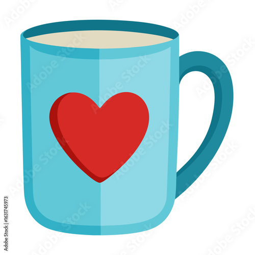 Mug with Heart Shaped Handle Vector | Generative AI & Linocut Silhouette Design