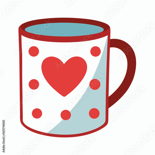 Mug with Heart Pattern Wrap Vector | Generative AI Linocut Silhouette Design