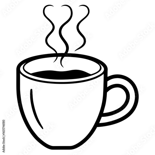 Mug with Heart Shaped Steam Vector – Generative AI & Linocut Silhouette Design