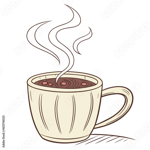 Mug with Hot Chocolate Vector | Generative AI & Linocut Silhouette Design