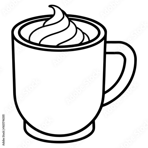Mug with Latte Art Vector | Generative AI Linocut Silhouette Coffee Design