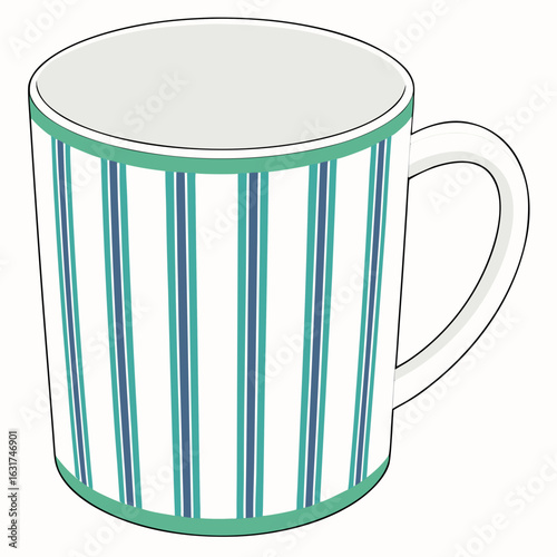 Mug with Stripes Vector - Generative AI Linocut Silhouette Design
