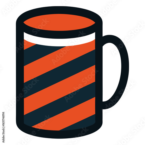 Mug with Stripes Vector - Generative AI Linocut Silhouette Design