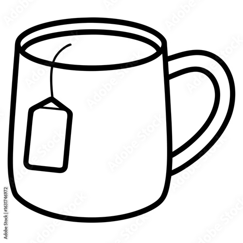 Mug with Tea Bag Vector – Generative AI Linocut Silhouette Design