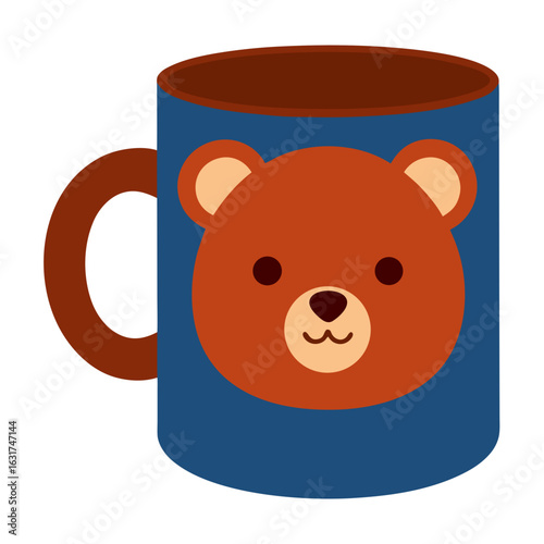 Cute Teddy Bear Mug Vector | Generative AI Linocut Silhouette Design