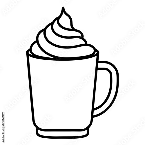 Mug with Whipped Cream Vector - Generative AI Linocut Silhouette Design