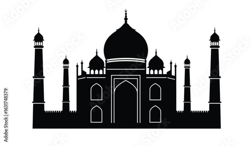 Iconic silhouette of the taj mahal mausoleum a famous monument in agra india a symbol of love and architectural beauty