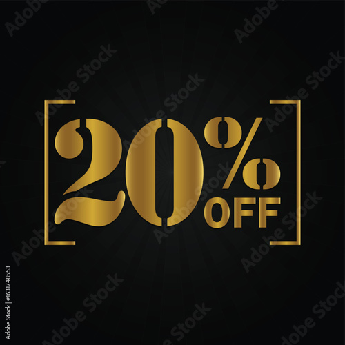 Elegant Gold 20% Off Text Design – Luxury Sale Discount Offer. The concept of sales discounts