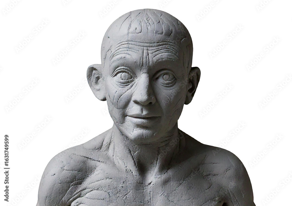 Obraz premium Grey modelling clay in shape creature human isolated on a transparent or white background