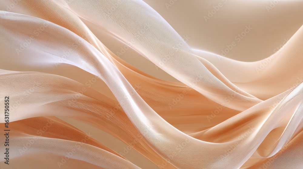 Obraz premium Ethereal Silk: A close-up of flowing, iridescent silk. The fabric, a blend of soft colors, moves with graceful, ethereal beauty. 