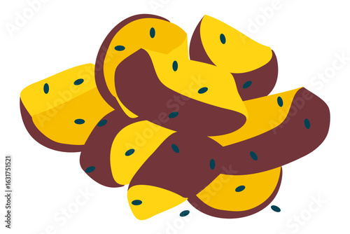 大学芋（日本の伝統的なサツマイモのお菓子）のベクターイラスト素材