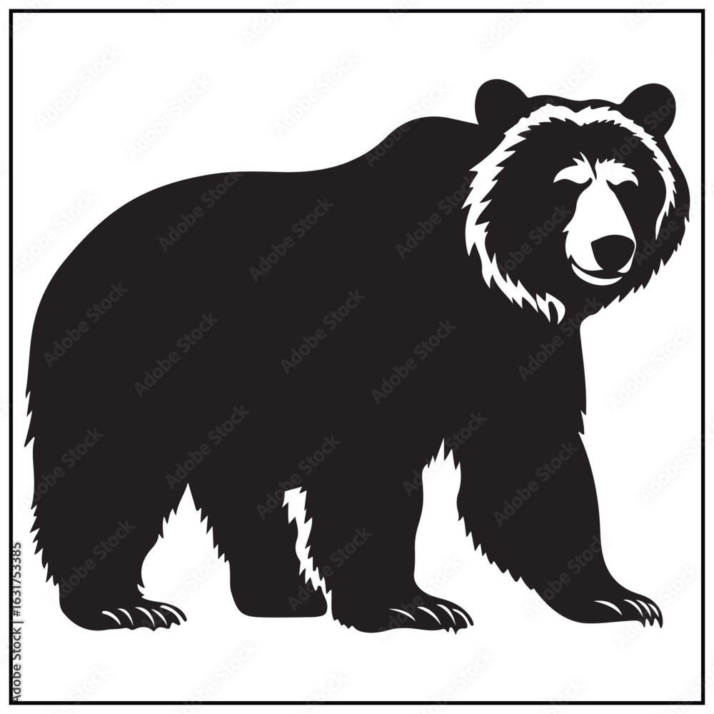 Obraz premium Vector art of black bear silhouette isolated on white background