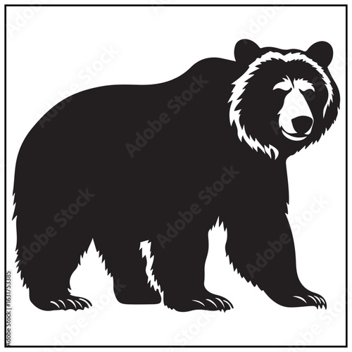 Vector art of black bear silhouette isolated on white background