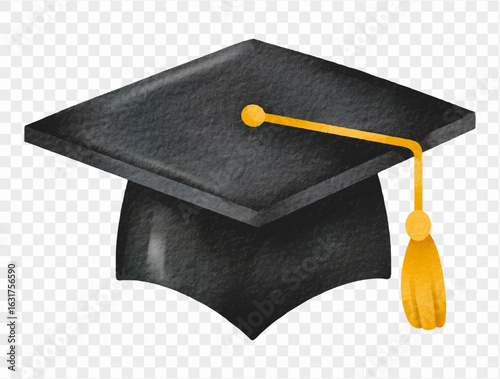Watercolor graduation cap for student celebration Vector.