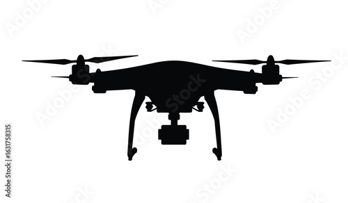 Drone Silhouette: A sleek, black silhouette of a drone, its rotors poised for flight, presents a modern representation of technology.