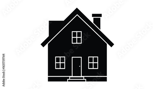 Simple Silhouette of a House: A minimalistic and stylish silhouette of a house. capturing its essential features and creating a sense of home and security.