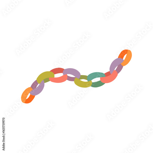 Paper decoration chains. Colored christmas and Sukkot party elements vector set.  holiday chain decor hand made decoration
