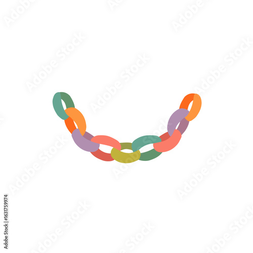 Paper decoration chains. Colored christmas and Sukkot party elements vector set.  holiday chain decor hand made decoration
