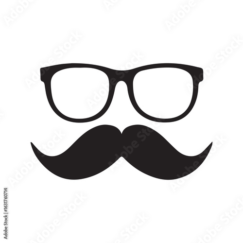 Mustache and Glasses Icon Symbol for Disguise and Style
