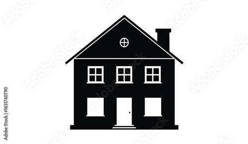 Home Sweet Home: A simplistic, modern silhouette of a classic house, embodying the essence of comfort and security with its clean lines and inviting facade.