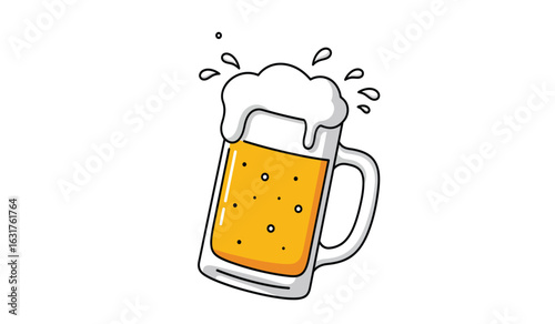 Golden Brew Delight: A vibrant illustration captures the refreshing essence of a chilled beer, brimming with frothy foam and radiating a sense of joy and relaxation.