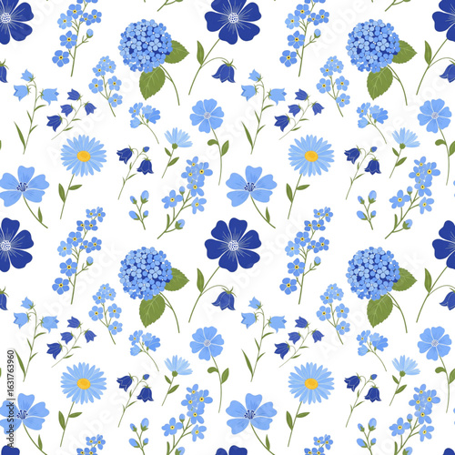 seamless floral background blue flower